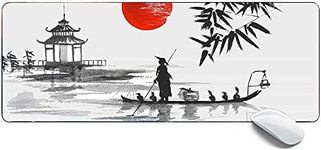 Japanese Painting Art Ink Pretty Mouse Pad Large Gaming Mouse Pad,Extended XL Mouse Mat Desk Pad 31.5x11.8x0.12IN,Stitched Edges Non Slip Mousepad for Computer,Office,Keyboard and Laptop