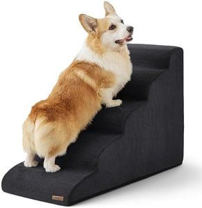 Lesure Dog Stairs for Small Dogs - Dog Ramp for Bed and Couch with CertiPUR-US Certified Foam, Pet Steps with Non-Slip Bottom for Old Cats, Injured Doggies and Puppies, Black, 5 Steps