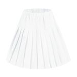 Urban CoCo Women's Elastic Waist Plaid Pleated Skirt Tartan Skater School Uniform Mini Skirts (Solid White, XL)