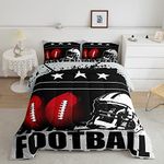 Feelyou Football Comforter Sports Theme Bedding Set Soccer Ball Black White Red Comforter Set for Boys Girls Children Teens Bedroom Decor 3D America Football Print Duvet Set Twin Size