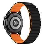 Tasikar 22mm Bands Compatible with Samsung Galaxy Watch 3 45mm Band, Silicone Magnetic Clasp [Double Sided Wearable] Replacement Bracelet Strap for Galaxy Watch 46mm (Orange-Black)