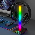 RGB Gaming Headset Stand Headphone Stand with 2 USB Ports 10 Color Mode for Gamers PC Gaming Desktop Earphone Accessories