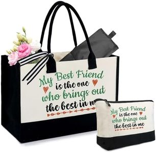 BeeGreen Initial Canvas Tote Bag for Women Personalized Gifts for Birthday Mother, Black and White, Large, My Best Friend is the One