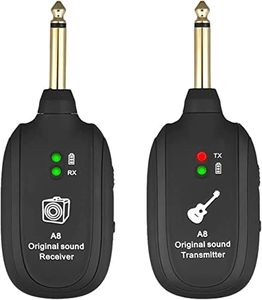 Wireless Guitar System, Guitar Transmitter Receiver, Built-in Rechargeable Battery, Wireless Audio Transmission Set for Electric Guitar Bass