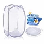 Lingerie Foldable Collapsible Basket Laundry Travel Storage Bag Laundry Washing Bag Heavy Duty Fine For Lingerie Sweater Garment Undergarment Delicates Blouse Great for Kids Room(Pop Up Laundry)