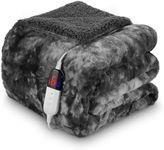 CURECURE Electric Heated Soft Faux Fur Sherpa Blanket Throw 180 X 130cm, 6 Heating Levels & 1-10 Hours Adjustable Auto-Off Levels, Fast Heating & Overheating Protection, Machine Washable (Dark Gray)