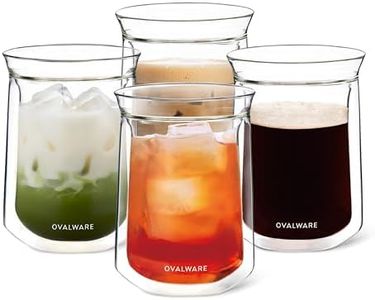 ovalware Double Wall Single Lip Insulated Glass Cup, Set of 4 (12oz / 350ml) - Borosilicate Glass For Coffee, Tea, Whiskey, Cocktails & All Beverages - Minimalistic & Durable Double-Wall Drinking Mug