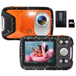 Waterproof Digital Camera 17FT 30MP Small Underwater Cameras with a Battery and 32GB Micro Card,Waterproof Camera for Snorkeling Fill Light Compact Cameras