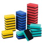 32 Pack Magnetic Whiteboard Dry Eraser Rectangle Chalkboard Cleansers Wiper for Classroom Office Home Use(4 Colors, 2.91 x 1.77 Inch)