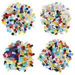 Belle Vous Mosaic Mixed Coloured Tiles in 4 Shapes (525 Pieces/500g) - Tiles Come in Diamond, Square, Rectangle and Triangle - Assorted Stained Glass for Handmade DIY Art/Crafts and Home Decoration