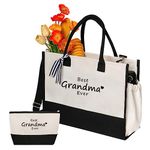 CRSTAFU Personalized Gifts Monogram Beach Tote Bag with Zipper for Women, Birthday Gifts for Women, Beige, Large-Canvas, Best Grandma Ever