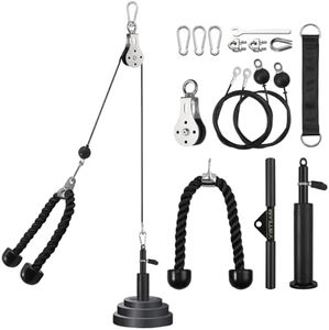 VINTEAM Cable Machine, Cable Pulley System for LAT Pulldown and Lift Exercise, Cable Crossover Machine for Home Gym Muscle Strength Workout with Straight Bar, Tricep Rope