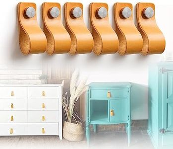 LA CHUECA POLO Tirador Cuero Salon Cajon Vintage Minimalista Cuero Argentino (6PCS) Pomo Piel Puerta Armario Ropero (Small, Suela)