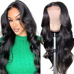 Body Wave Lace Closure Wigs Human Hair Pre Plucked with Baby Hair 4x4 Lace Front Wigs for Black Women Human Hair 150 Density Soft Glueless Lace Closure Wigs Human Hair Natural Black Color 14 Inch