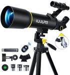 Telescope, 70mm Aperture 400mm AZ Mount Astronomical Refracting Telescope (20x-200x) for Kids & Adults, Portable Travel Telescope with Tripod Phone Adapter, Remote Control, Easy to Use, Black