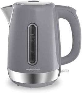 Morphy Richards Equip Kettle, 1.7L, 3Kw Rapid boil, Removable Limescale Filter, Easy View Water Gauge, Stainless Steel Case, Grey, 102787