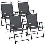 COSTWAY 4PCS Folding Garden Chairs, Portable Outdoor High Back Patio Dining Chairs with Armrests, Steel Frame Camping Sling Chairs for Backyard, Porch and Lawn (66 x 59 x 92cm)