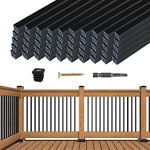 Muzata 50Pack 36" Aluminum Deck Balusters Square Black Deck Railing Stair Porch Staircase Spindles 0.039" Diameter Hollow for Wood and Composite Deck, WT13