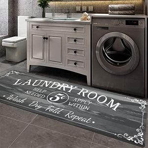 Pauwer Laundry Room Rug Runner 20"x60" Waterproof Rubber Laundry Mat Non Slip Kitchen Mats for Floor Washable Floor Mat Runner Rug for Farmhouse Mudroom Washroom Bathroom Decor