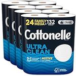 Cottonelle Ultra Clean Toilet Paper with Active Cleaningripples Texture, Strong Bath Tissue, 24 Family Mega Rolls (24 Family Mega Rolls = 132 Regular Rolls) (4 Packs of 6), 388 Sheets per Roll.