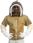 Massive Bee Store -- 3 Layer Beekeeping Ventilated Jacket Fully Protection Beekeepers Ultra Ventilated Bees Jacket with Fencing Veil (XL, Khaki)