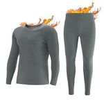 INNERSY Men's Thermal Underwear Set Ultra Warm Soft Long Johns Winter Base Layer(Grey,Large)