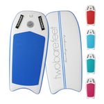 Two Bare Feet 44" Inflatable Bodyboard – Lightweight & Portable Boogie Board with EVA Deck – for Adults & Kids, Perfect for Wave Riding & Beach Fun (Blue (Board Only)