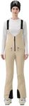 HIGH EXPERIENCE Womens Ski Bib Pants Skinny Soft Shell Snow Overalls Slim Fit Fitted Snowboard Insulated Waterproof Windproof (Light Khaki, Medium)