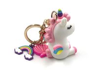 Trunkin Synthetic Cute Fancy Classy Sleeping White Unicorn Model 3 Keyring Keychain