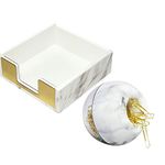 Marble Office Supplies Set-Magnetic Paper Clip Dispenser (with 100pcs Gold Paper Clips)+Memo Sticky Notes Holder, Marble Gold Desk Organizer Desktop Accessories Organization