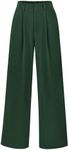 KIRUNDO Womens Wide Leg Dress Green Pants 2024 Palazzo High Waisted Business Casual Work Trousers Professional Office Clothes for Women(XX-Large, Dark Green)