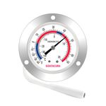 GOATACURA Vapor Capillary Refrigeration Thermometer, Stainless Steel Flanged Panel Mount, 2" Dial Size, 48" Capillary, -40-65 Deg F/-40-20 Deg C