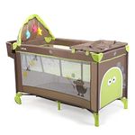 LuvLap Wonderjoy Baby Playpen Playard/Folding Baby Bed Cum Cot/Convertible Crib- (Brown & Green)