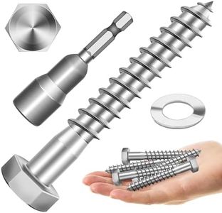 MYWISH (10Sets) 3/8" x 4" Hex Head Lag Bolts, Heavy Duty Lag Screws with Washers, 304 Stainless Steel Bolts 18-8, Lag Screws Wood Screws, Partial Thread Bright Finish, 3/8 Bolt