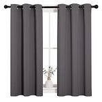 NICETOWN Grey Short Curtains - Blackout Curtain 2 Panels, Basement Small Window Curtains Grommet Top Thermal Insulated Curtains Valance, 34 x 45 Inch