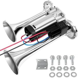 Car Horn, 600DB Air Horn Super Loud Car Horn, Double Tube Truck Horn with Compressor, Airhorn for 12V Truck Train Car Ship Motorcycle etc (Silver)
