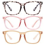 Blue Light Blocking Glasses - Women/Men 3Pack Computer Reading Gaming Anti Eyestrain Blue Light Glasses Non Prescription (douhua+pink+mi)