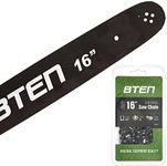 8TEN Chainsaw Guide Bar and Chain for Stihl 09 010 017 MS 170 180 250 251 91VXL055G 160SDEA074 16 Inch .050 .375