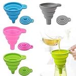 4 Pcs Small Funnels Funnels for Filling Bottles or Containers Rainbow Colors Silicone Collapsible Funnel Set Cooking Kitchen Gadgets for Mini Water Bottle Oil Liquid and Powder Transfer Funnel Kitchen