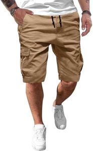 JMIERR Pantalones Cortos Hombre Deporte Casual Chino con Bolsillos Khaki XL