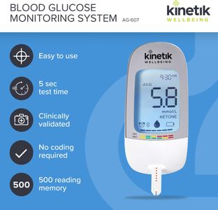 Kinetik Blood Sugar Monitor – Glucose Testing Kit