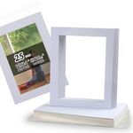 Acid Free 25 Pack 11x14 Pre-Cut Mat Board Show Kit for 8.5x11 Photos, Prints or Artworks, 25 Core Bevel Cut Matts and 25 Backing Boards and 25 Crystal Plastic Bags, White