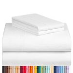 LuxClub 4 PC Sheet Set Bamboo Sheets Deep Pockets 18" Eco Friendly Wrinkle Free Sheets Hypoallergenic Anti-Bacteria Machine Washable Hotel Bedding Silky Soft - White Twin