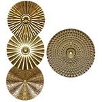 Hoement 4Pcs Wrought Iron Wall Decoration Geometry Wall Art Golden Wall Art Modern Wall Art Plate Wall Sculpture Bathroom Decor Wall Art Gold House Decor Retro Decor Metal Office Household