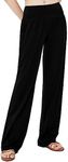 Urban CoCo Women's Comfy Yoga Pants Casual Wide Leg Sweatpants High Waist Stretch Trousers with Pockets, Black, Large