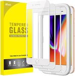 JETech Full Coverage Screen Protector for iPhone 8 Plus/7 Plus 5.5-Inch, White Edge Tempered Glass Film with Easy Installation Tool, Case-Friendly, HD Clear, 3-Pack (White)