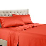 Royal Tradition Solid 600-Thread-Count, 100-Percent Cotton, Split-Top-California King 4PC Sheets Set for Adjustable Beds, Coral