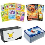 Pack of 100 MEGA Rare Card Bundle - Guaranteed 2 x Very Rare and 10 Holo Shiny cards - Includes Card Cart Toploader - Compatible with Pokemon Cards Pack (Pack of 100)