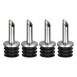 uxcell Stainless Steel Bottle Pourers, 4Pcs Olive Oil Spout, Wine Pourers Liquor Pour Spouts for Pours Liquid, Olive Oil, Wine, Vinegar, Most Liquor Bottles (Black)