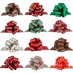 PintreeLand 24PCS Christmas Bows for Gift Wrapping, 5” Xmas Pull Bows with Ribbon Wrap Accessory for Present, Florist, Bouquet, Hamper, Basket Decor, Easy to Assemble